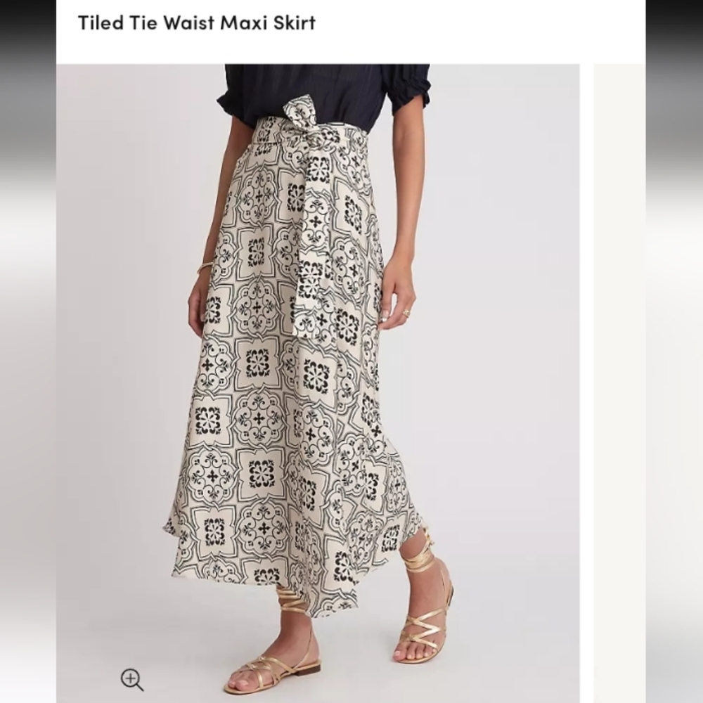 Ann Taylor Tiled Tie Waist Maxi Skirt
